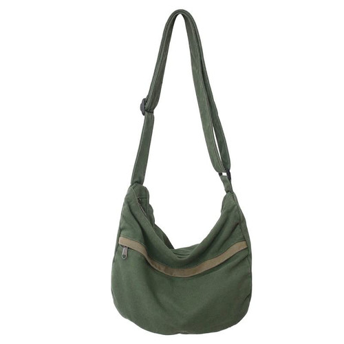 PRAGARI Canvas Messenger Bag Hobo Crossbody Bag for Women Green Shoulder Tote Handbag Vintage Aesthetic Travel Work