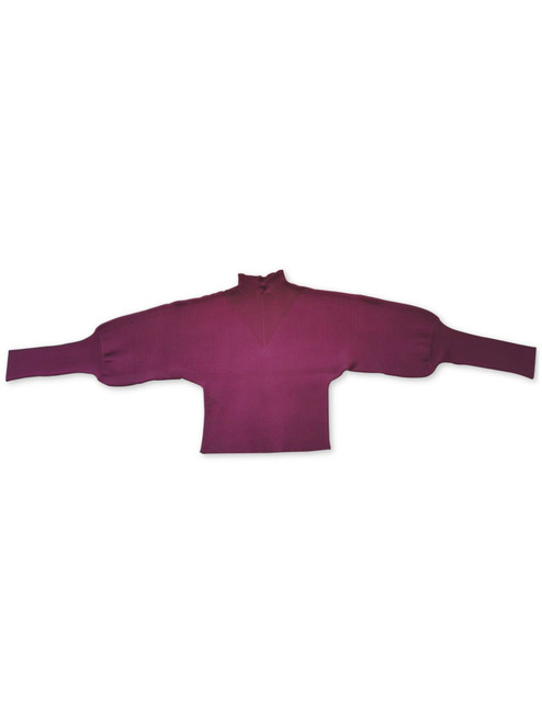 bar III Womens Purple Textured Knit Dolman Sleeve Crop Top Sweater S