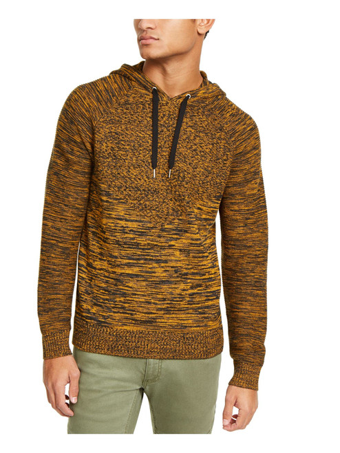 INC Mens Monster Ribbed Knit Pullover Hooded Sweater Orange XL