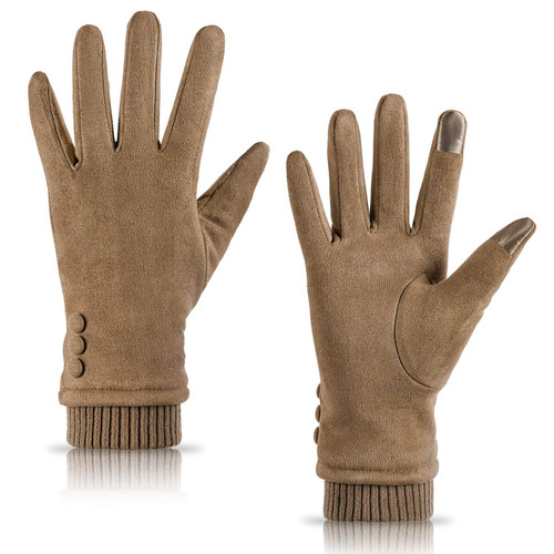 Dsane Womens Gloves Winter Touch Screen Texting Phone Windproof Gloves for Women Fleece Lined Thick Warm Gloves Beige Medium