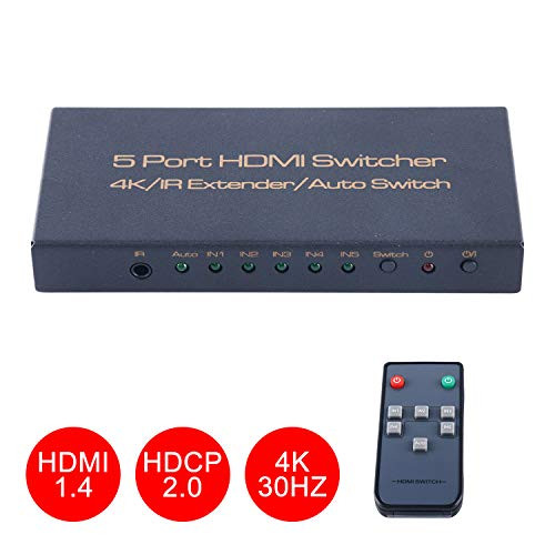 HDMI 1.4 Switch 5x1 Premium Quality 4K x 2K HDMI Switcher with IR Wireless Remote, HDMI V1.4 Supports 3D, 1080p,HDCP2.0 HDMI 1.4 Switch 5x1 Premium Quality 4K x 2K HDMI Switcher with IR Wireless Remote, HDMI V1.4 Supports 3D, 1080p,HDCP2.0
