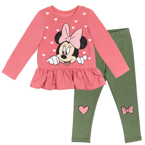 Disney Minnie Mouse Little Girls Peplum Long Sleeve T-Shirt Legging Set Pink 7-8 Disney Minnie Mouse Little Girls Peplum Long Sleeve T-Shirt Legging Set Pink 7-8