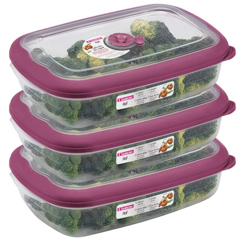 Tribello Plastic Food Storage Containers With Lids - 53 Oz Airtight Container Box For Food Storage, Meal Prep, Freezer, Microwave And Dishwasher Safe, Steam Vent Lids, BPA-Free - 3 Pack