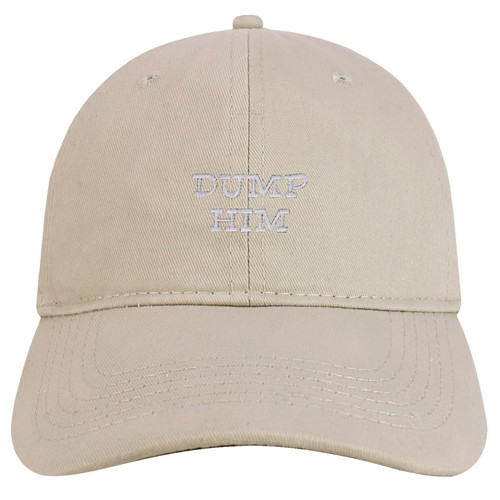 Trendy Apparel Shop Dump Him Embroidered Soft Low Profile Adjustable Cotton Cap - Stone