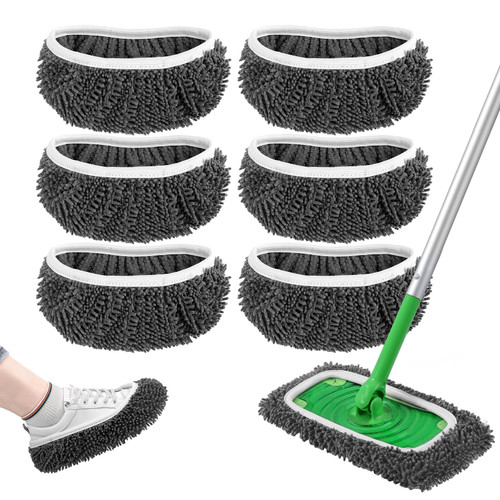 Reusable Wet Pads Refill for Swiffer Sweeper Mop - Dry Sweeping Cloths & Wet Mopping Cloths for Household Cleaning - Washable Microfiber Mop Pads for Floor Cleaning, 6 Pack (Mop is not Included)