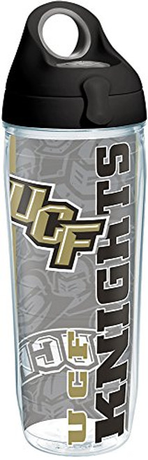 Tervis 1283401 UCF Knights College Pride Tumbler with Wrap and Black with Gray Lid 24oz Water Bottle, Clear