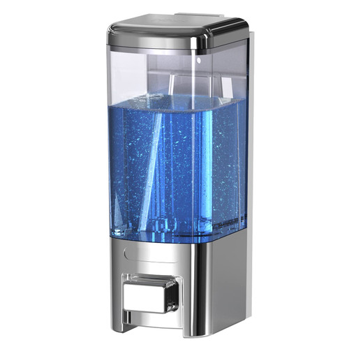 Manual Soap Dispenser Wall Mount Soap Dispenser Kitchen Bathroom Hand Soap Dispenser Shampoo Shower Gel Dispenser Lotion Container 17oz/500ml (Chrome)