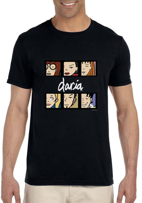 Daria Mens' TV Show Logo Icon Characters Jane Brittany Trent Kevin Crewneck T-Shirt (X-Large) Black
