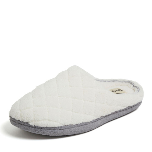 Dearfoams Women's Leslie Washable Memory Foam Terry Clog with Wide Widths Slipper, Muslin, 9-10