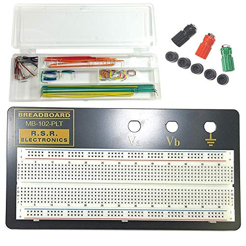 Premium Solderless Breadboard 7.2" x 3.8" with Metal Backplate, 830 Contact Points, 3 Binding Posts, Includes 70 Piece Jumper Wire Set by Electronix Express