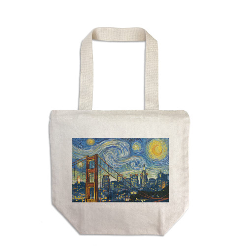 Lantern Press San Francisco, California, Starry Night City Series (100% Cotton Canvas Reusable Tote Bag)