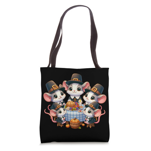 Pilgrim Mice's Thanksgiving Banquet autumn Tote Bag