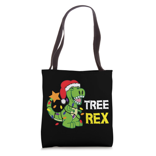 Tree Rex Dinosaur Christmas T-Rex - Funny Christmas Tote Bag