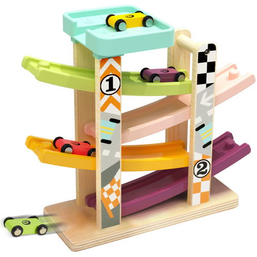 TOP BRIGHT Car Ramp Toy for 1 2 Year Old Boy Gift, Car Race Track for Toddlers 1-3 with 4 Wooden Cars, Toddler Car Ramp Racer Montessori Toys TOP BRIGHT Car Ramp Toy for 1 2 Year Old Boy Gift, Car Race Track for Toddlers 1-3 with 4 Wooden Cars, Toddler Car Ramp Racer Montessori Toys