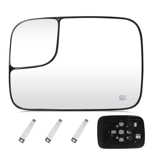 Youxmoto Driver Left Side Heated Mirror Glass, Replacement For 2005-2009 Dodge Ram 1500 2500 3500, Convex Side View Mirror With Rear Holder - Replace 5161011AA 5191035AA CH1324121