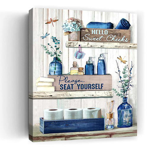 Bathroom Decor Wall Art Dragonfly Blue Sign Rustic Farmhouse Canvas Prints Signs Wood Background Pictures Artwork Framed Bath Laundry Home Decorations12''x16''