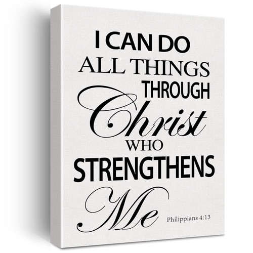Christian Wall Art Religious I Can Do All Things Through Christ Who Strengthens Me Canvas Print Inspirational Framed Scripture Artwork Painting for Home Wall & Tabletop Decor