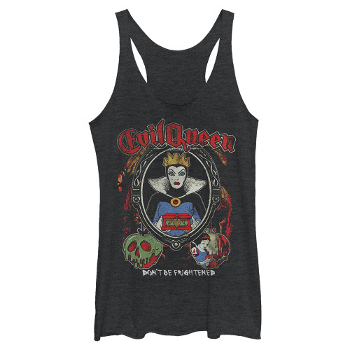 Disney Junior's Princess Evil Queen Tri-Blend Racerback Layering Tank, Black Heather, Large