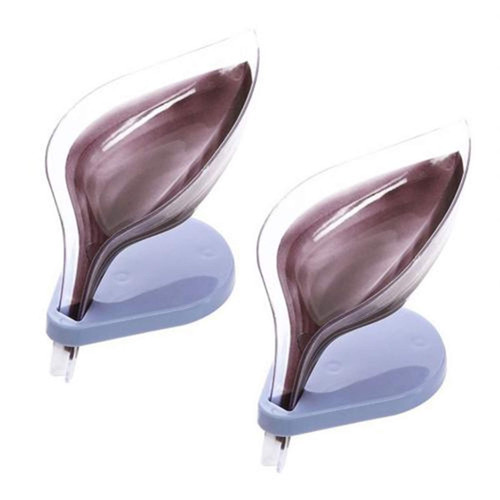 HNGM Ieaf soap dish 2Pcs Bathroom Leaf Shape Drain Soap Box Rack Suction Cup Storage Tray Holder Soap Holder Draining Rack Soap Dish Bathroom Tool (Color : Coffee)