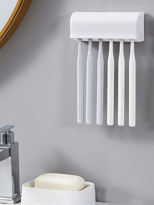 ABZEKH Shower Caddy-Storage Rack Shower Caddy Shelf 1pc 6 Grid Wall-mounted Toothbrush Storage Rack Bathroom Lavatory Washroom Restroom Shower Toilet