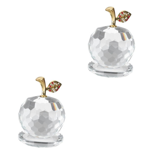 Abaodam 2 Pcs Crystal Apple Ornament Glass Decoration Crystal Figurine Glass Paperweight Crystal Glass Art Glass Figurine Fruit Figurines Home Decor Car Trim Plant K9 Dining Table White