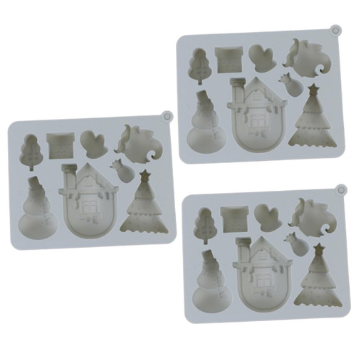 BESTOYARD 3 pcs Christmas Cake Mold Christmas Candy Christmas Candle molds Christmas Silicone Baking Resin Silicone Mold Christmas Tree Molds Christmas Cake pan Soap Silica Gel Household