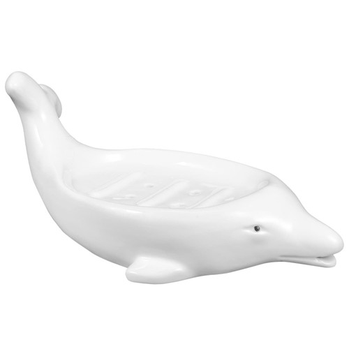 FELTECHELECTR Dolphin Ceramic Soap Dish Soap Holder Case Self Draining Soap Tray Cute Soap Tray Dolphin Soap Dish Decorative Soap Holder Dolphin Decor Soap Dish Kids Shampoo Household Ceramics