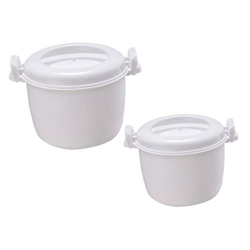 BESTOYARD 2Pcs Thermal rice cooker mini rice cooker steamer pasta cooker microwaveable lunchbox warmer vegetable steamer tiny containers Rice Cooker Bowl travel large white plastic heater