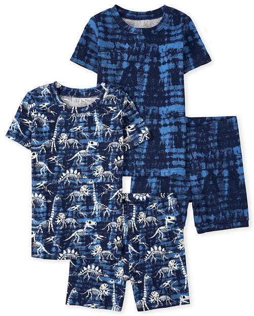The Children's Place boys Sleeve Top and Shorts Pajama Set Glow-dino/Blue 2 Pack Kids - PJ set 12