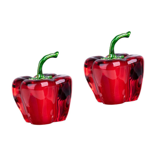 VOSAREA 2pcs Faux Plant car Ornament Cars Crystal Bell Pepper Glass Chili Figurines Crystal Fruit Figurines Chili Home Decoration Bell Pepper Ornament Home Bell Pepper Figurine Table