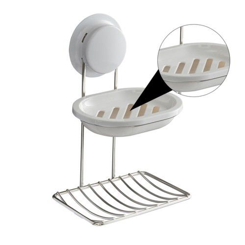 Cabilock 1pc Box Stainless Steel Soap Box White Wall Hanging Plastic soap Holder Wall-Mounted Soap Draining Dish Storage Rack for Bathroom soap Holder Shelf soap Box Soap