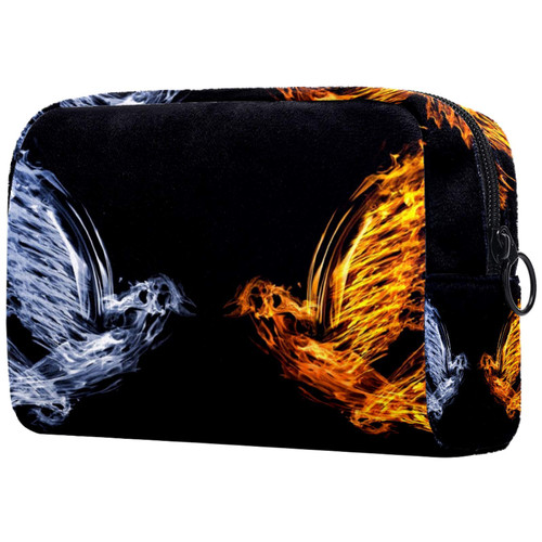 LEVEIS Bird Fire Water Black Small Makeup Bag Pouch for Purse Travel Cosmetic Bag Portable Toiletry Bag for Women Girls Gifts LEVEIS Bird Fire Water Black Small Makeup Bag Pouch for Purse Travel Cosmetic Bag Portable Toiletry Bag for Women Girls Gifts