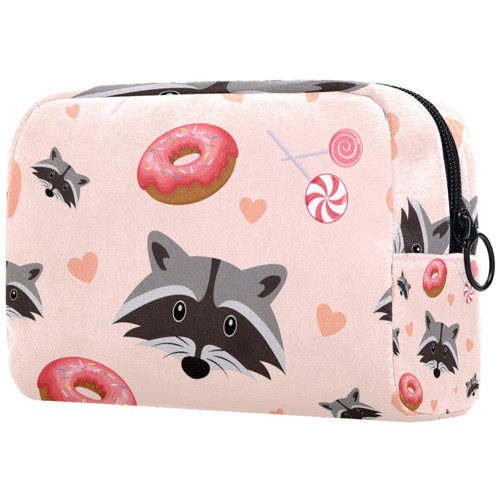 TBOUOBT Cosmetic Travel Bags, Makeup Case, Makeup Bag for Toiletries, Raccoon Animal Cartoon Donut TBOUOBT Cosmetic Travel Bags, Makeup Case, Makeup Bag for Toiletries, Raccoon Animal Cartoon Donut