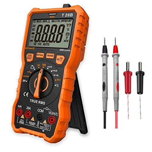 Auto-Ranging Digital Multimeter, 6000 Counts Electrical Tester AC/DC Voltage Current Detector, NCV, Resistance, Capacitance, Diode Electronic, Duty Cycle Tester, 2.7 Inch LCD
