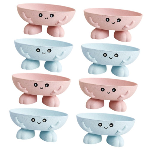 ULTECHNOVO 8 pcs Wheat Straw Soap Dish soap draining Dish soap Holder Tray soap Holder for Shower self draining soap Dish soap Dishes for Bathroom Kitchen soap Holder soap Tray Cartoon Child