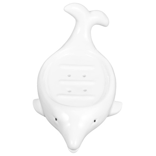 Dolphin Ceramic Soap Dish soap Dish with Drain Dolphin Decor soap Dish for Shower Decorative soap Holder soap Dish Kids Baby Dish soap Cute soap Holder No Punching Shampoo Ceramics