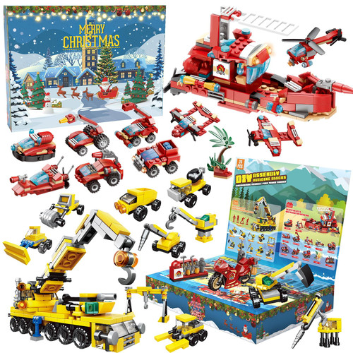 Christmas Advent Calendar 2023 for Kids 24 Days Countdown Calendar with Vehicles Building Blocks, Cars Construction Toys, Perfect for Decoration, Christmas Party Favor Gifts for Boys, Girls, Kids and Toddlers