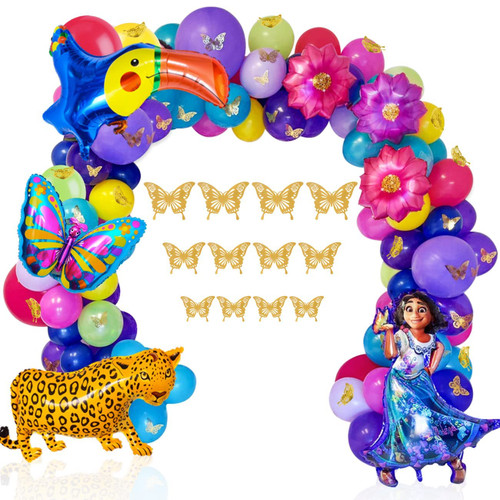Encanto Birthday Party Supplies, 142Pcs Balloons Arch Garland Kit, Assorted Latex Balloons, Mirabel Flower Foil Balloons and 3D Gold Butterfly Stickers for Encanto Birthday Party Decorations Encanto Birthday Party Supplies, 142Pcs Balloons Arch Garland Kit, Assorted Latex Balloons, Mirabel Flower Foil Balloons and 3D Gold Butterfly Stickers for Encanto Birthday Party Decorations