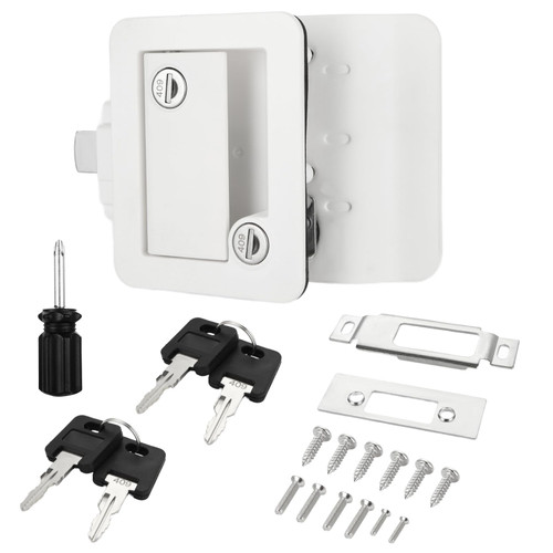 FVIEXE RV Door Lock Replacement, RV Camper Door Locks for Travel Trailers RV Entry Door Lock with Paddle Deadbolt for Camper Horse Trailer Cargo Hauler Door Latch Handle Replacement, White