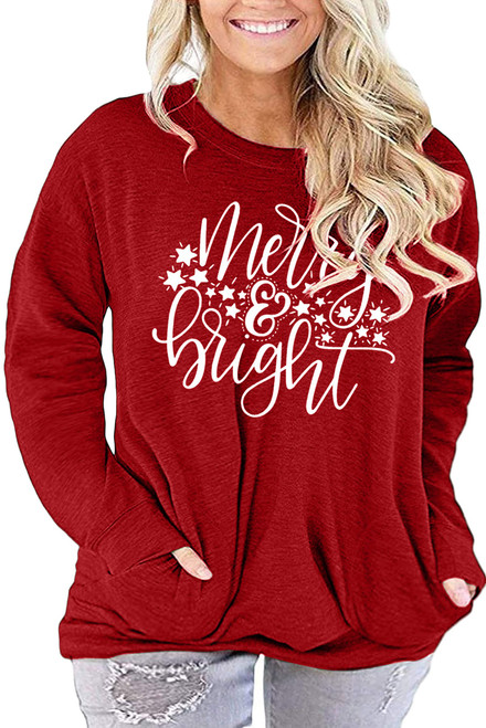 Plus Size Merry Christmas Baseball T-Shirt Women 3/4 Sleeve Holiday Splicing Tee Tops