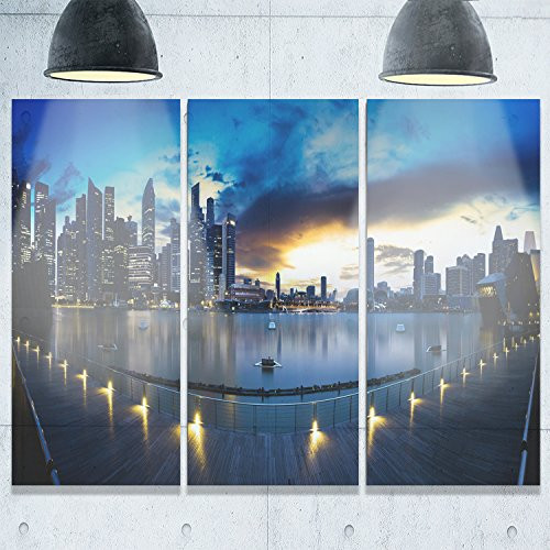 Designart MT10076-3P View From Marina Bay Sands Panorama Cityscape Metal Wall Art (3 Piece), Blue, 36x28 Designart MT10076-3P View From Marina Bay Sands Panorama Cityscape Metal Wall Art (3 Piece), Blue, 36x28