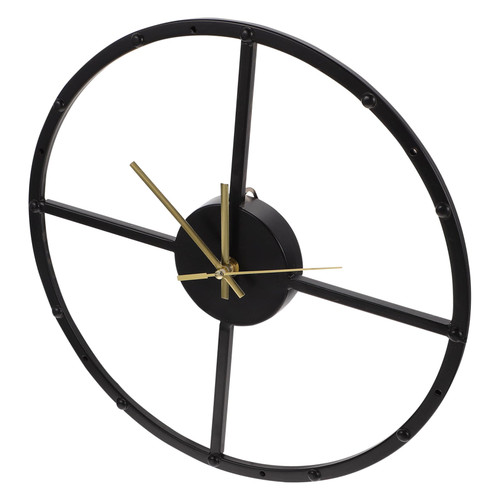 Garneck 1Pc Wall Clock Vintage Decor Bedroom Hanging Clock Round Hanging Clock Iron Wall Decor European Retro Clock Decorative Hanging Clock Wall- Mounted Clock Wrought Iron Office Rome