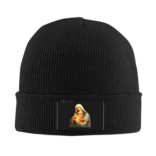wikjxiz Jesus Christ, Mary Hat Mens Womens Winter Warm Knitting Hats Black Slouchy Skull Beanie Cuffed Cap