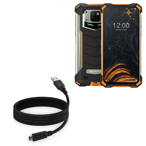BoxWave Cable Compatible with Doogee S88 Plus - DirectSync - USB 3.0 A to USB 3.1 Type C, USB C Charge and Sync Cable for Doogee S88 Plus - 6ft - Black