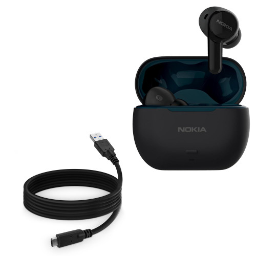 BoxWave Cable Compatible with Nokia Clarity Earbuds+ - DirectSync - USB 3.0 A to USB 3.1 Type C, USB C Charge and Sync Cable - 6ft - Black