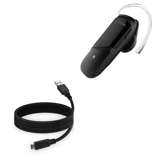 BoxWave Cable Compatible with Nokia Clarity Solo Bud+ - DirectSync - USB 3.0 A to USB 3.1 Type C, USB C Charge and Sync Cable - 6ft - Black