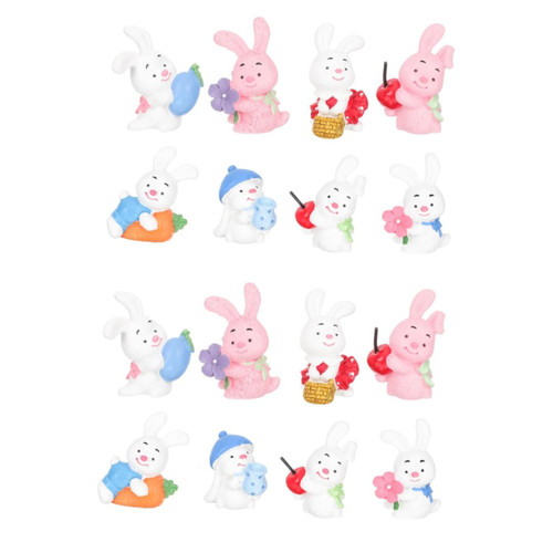 Garneck 16 Pcs Rabbit Ornament computersarts & Crafts Mini Cake car Mini Rabbit Figures Rabbit Figure Easter Bunny Decor Mini Animals Figures Bunny Figurine Rabbit Resin Craft