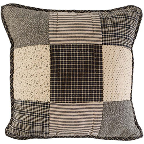 VHC Brands Primitive Bedding Prim Grove Cotton Hand Quilted Patchwork Square Cover Insert Pillow, 16x16 VHC Brands Primitive Bedding Prim Grove Cotton Hand Quilted Patchwork Square Cover Insert Pillow, 16x16