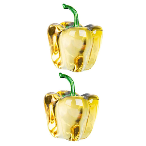 VOSAREA 2pcs Cake Decorating Home Decorations Office Gift Artificial Chili Figurine Work Desk Decor Glass Bell Pepper Crystal Glass Chili Decor Desk Crystal Bell Pepper Home Ornament car