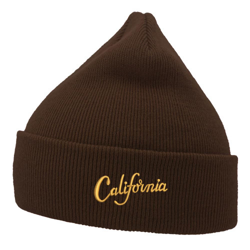 L8502-LXYB Mens Beanie Knit Hats CA California Embroidered Unisex Casual Beanies Hats for Winter (Brown)